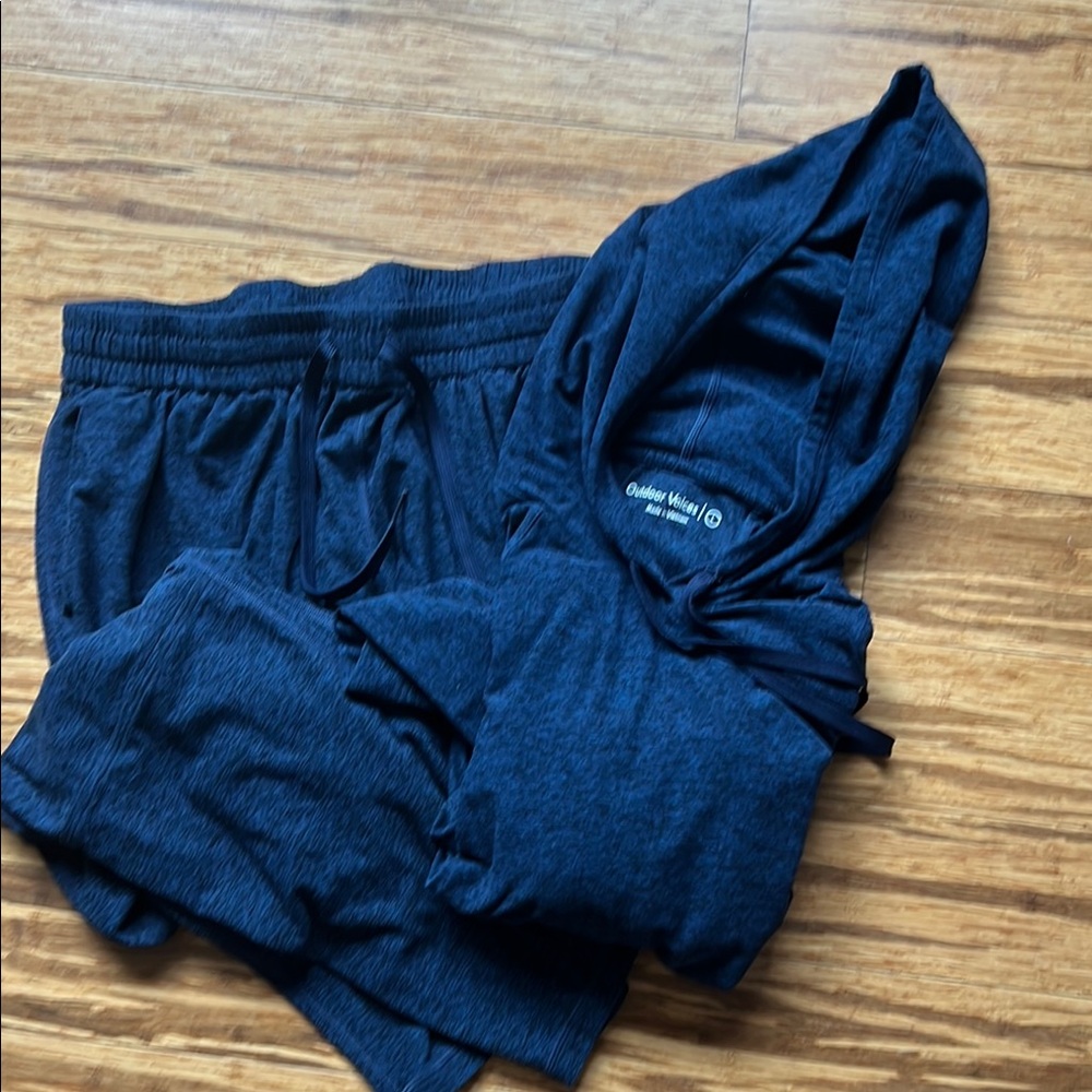 Outdoor Voices All Day Blue Hoodie and sweatpant Joggers Set